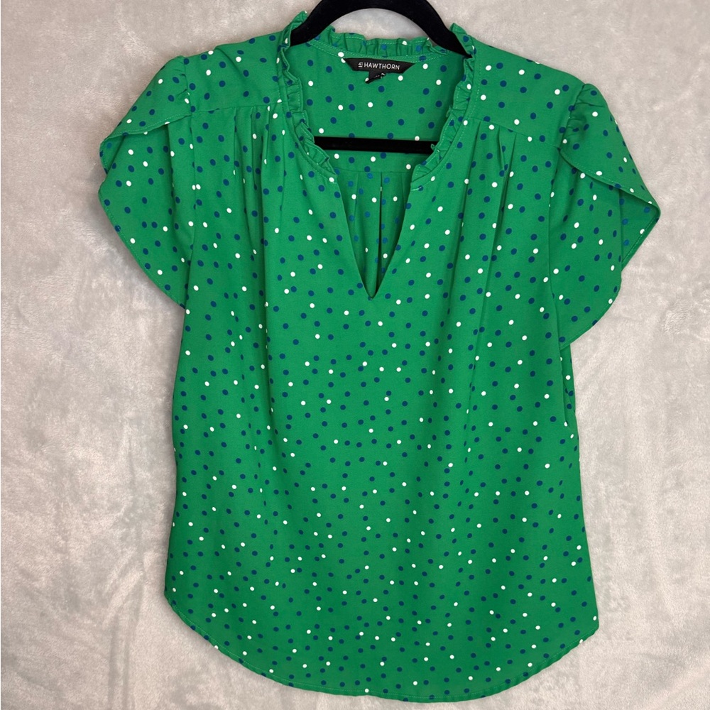41 Hawthorn Emerald Polka Dot Blouse